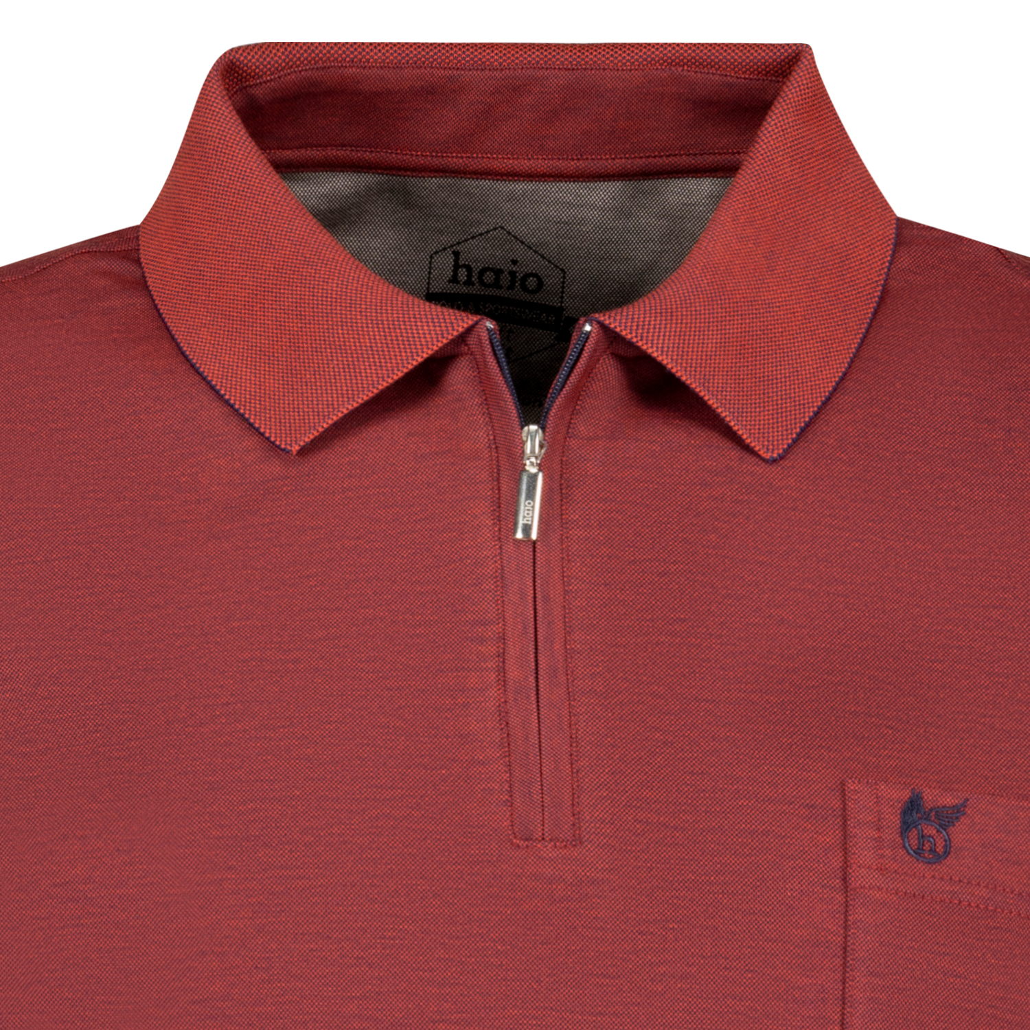 Rot- meliertes Poloshirt SOFTKNIT für Herren von hajo kurzarm in Übergrößen 3XL bis 6XL