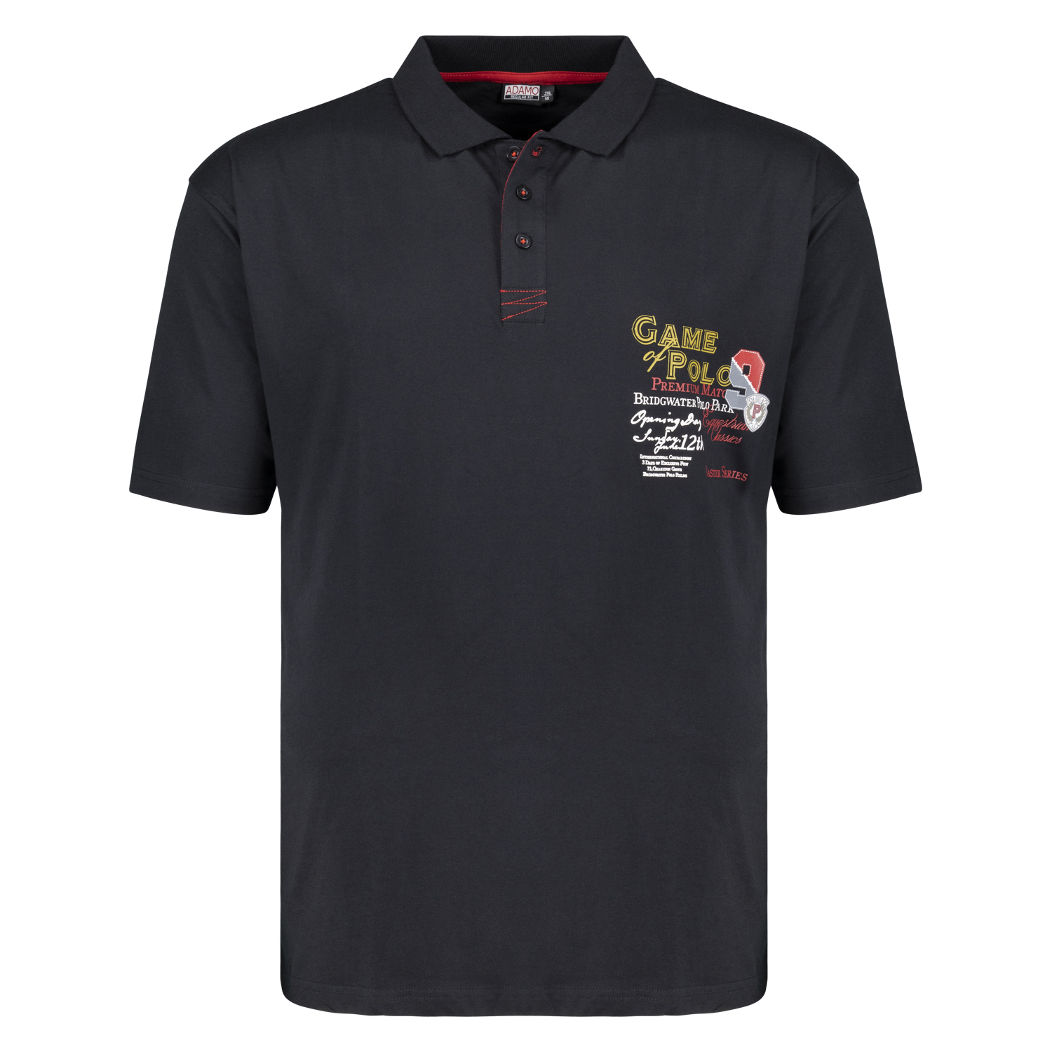 Poloshirt Herren mit Print kurzarm von ADAMO Modell Perth in schwarz bis Übergröße 12XL Regular Fit