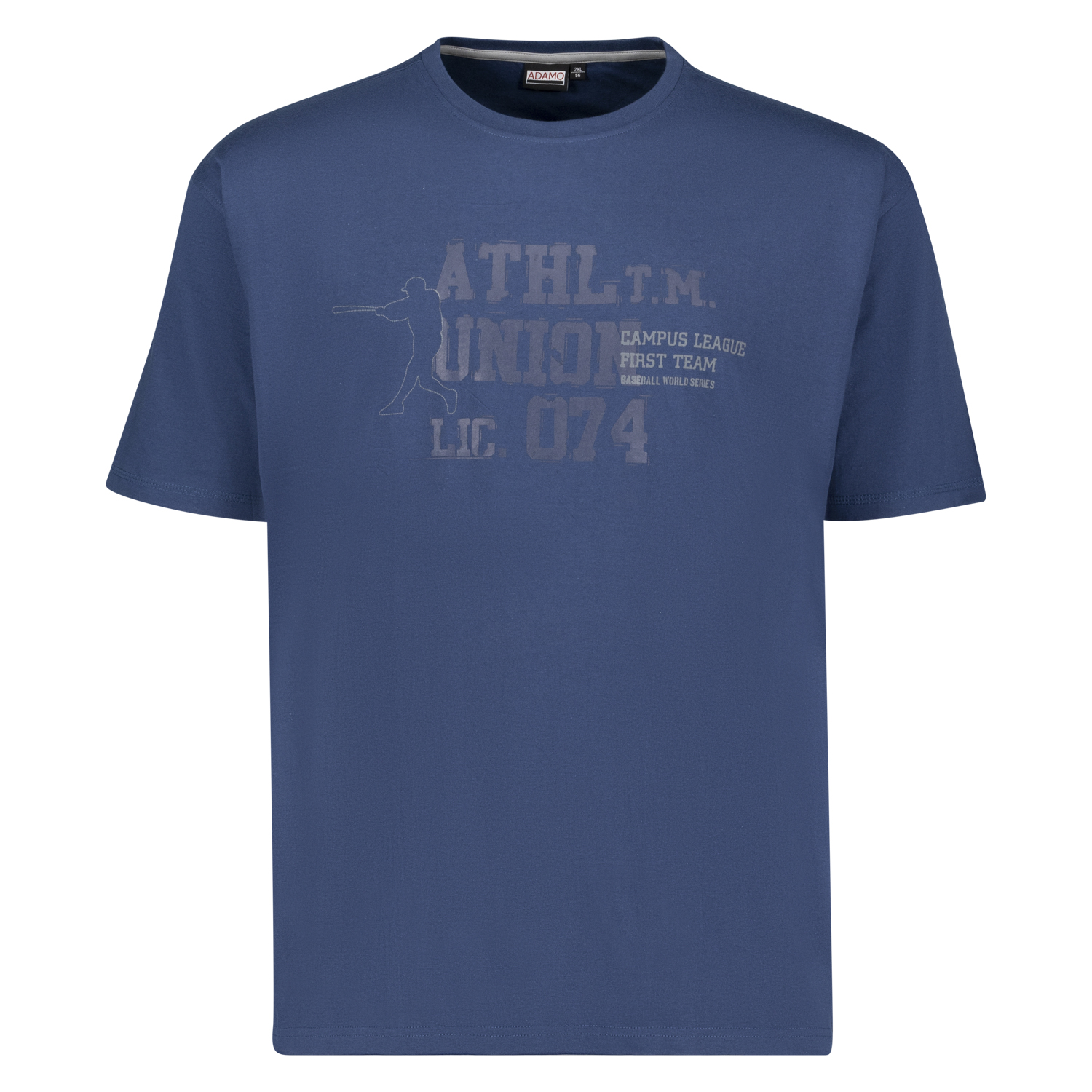 Herren T-Shirt mit Print admiralblau COMFORT FIT von Adamo Serie ATHLETIC in Übergrößen bis 14XL