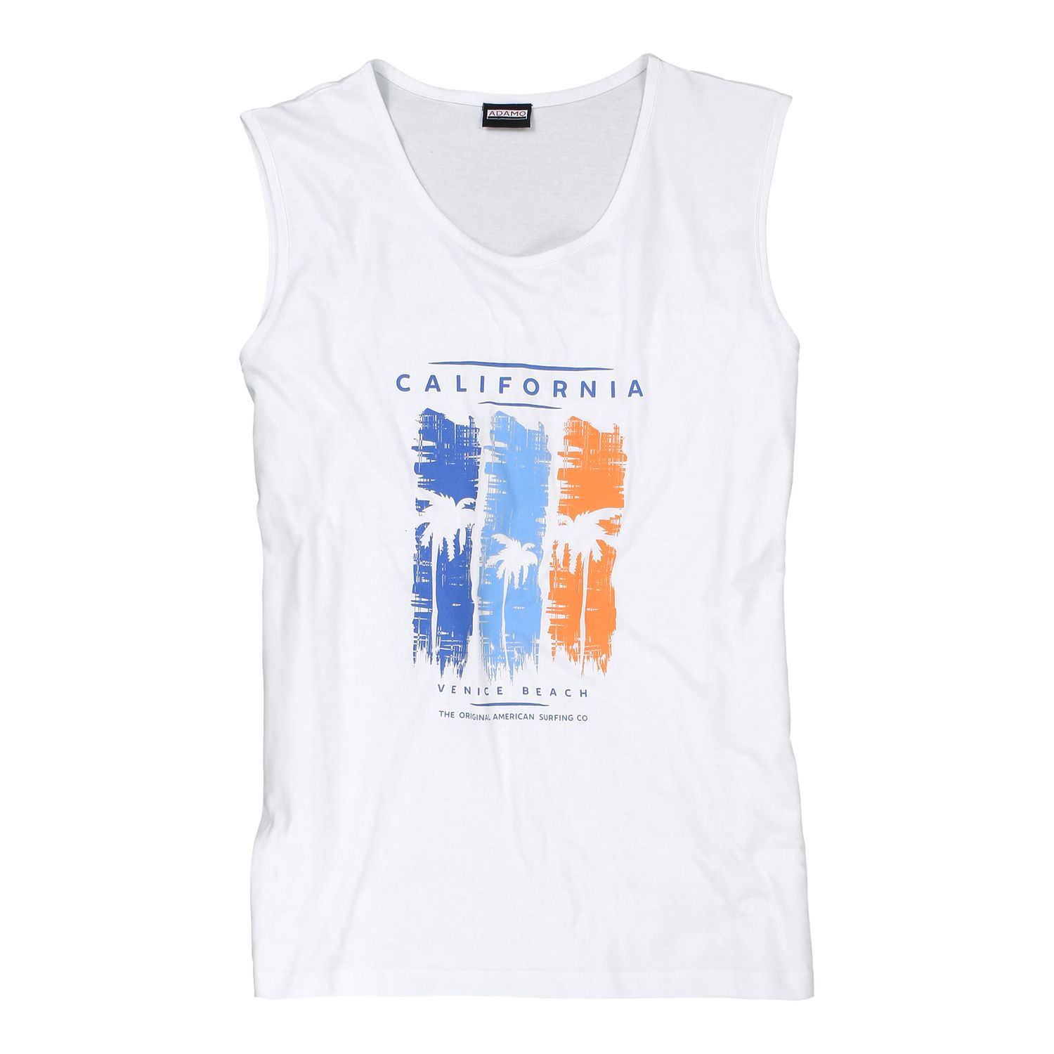 Tank top "California" in white with imprint by Adamo for men up to oversize 12XL