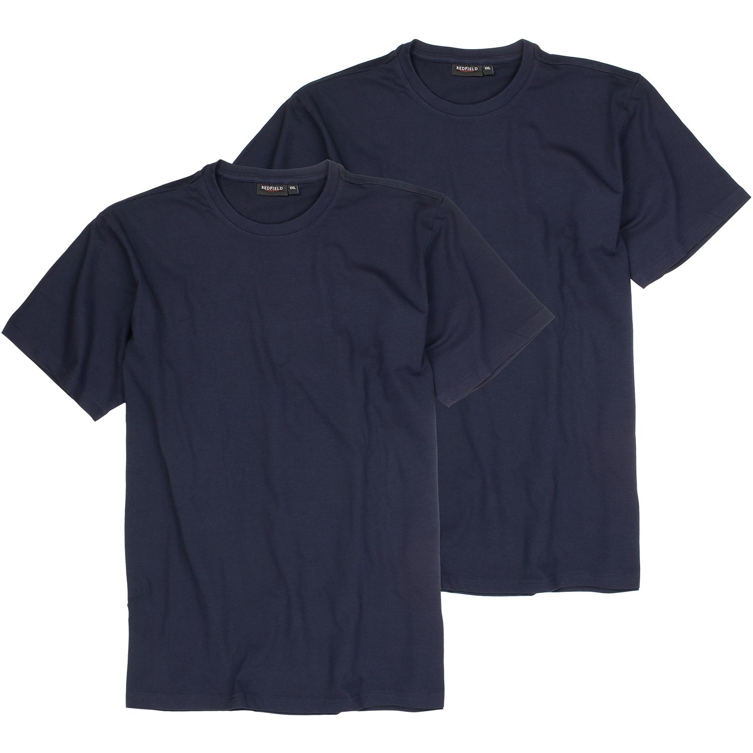 Pack de deux T-shirts bleu foncé col rond de Redfield en grandes tailles jusqu'au 10XL