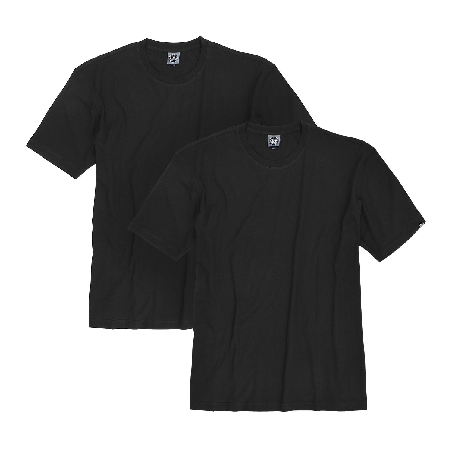 Lot de deux T-shirts noirs col rond by Ahorn Sportswear grandes tailles jusqu'au 10XL
