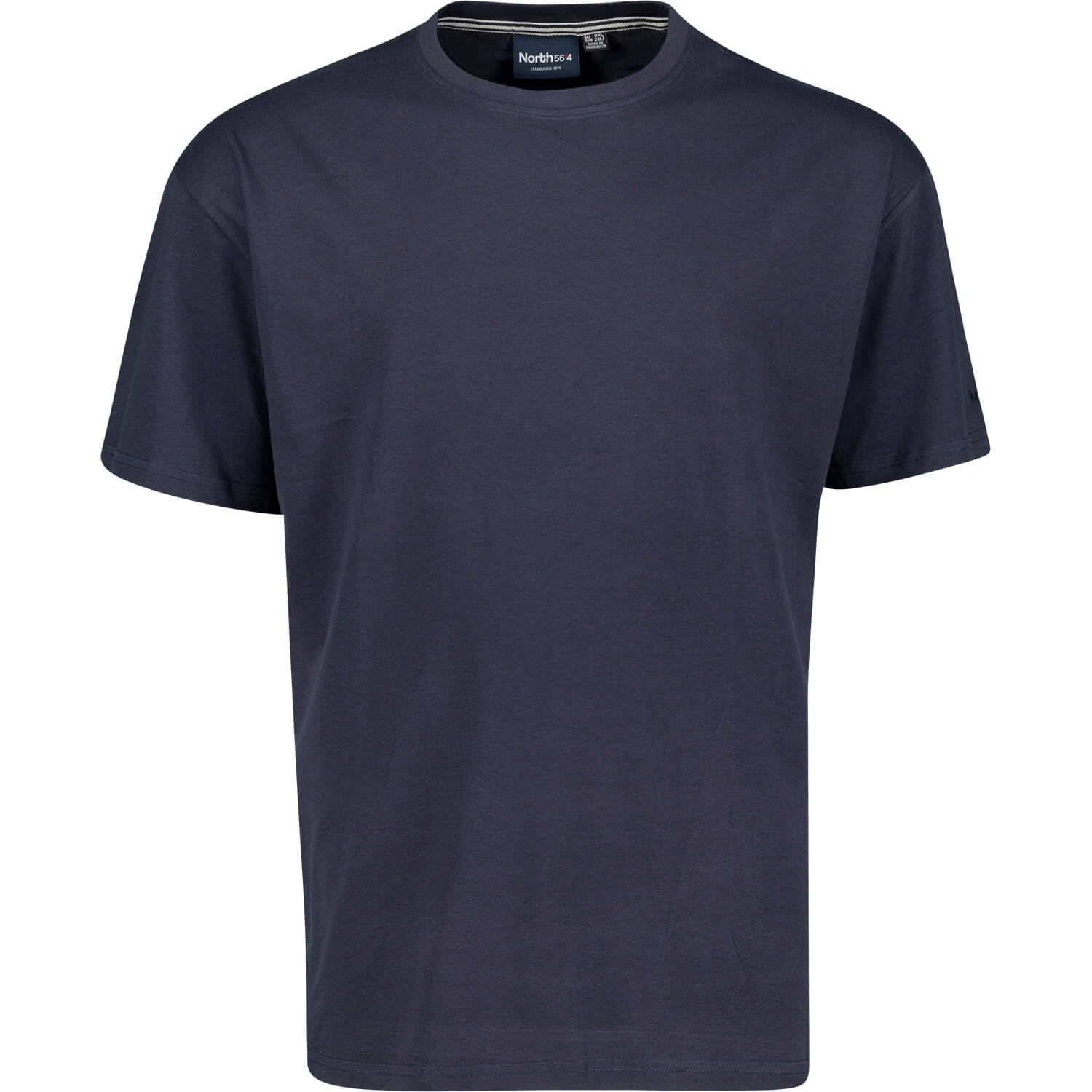 T-shirt bleu foncé avec col rond de North56°4 grandes tailles jusqu'au 8XL