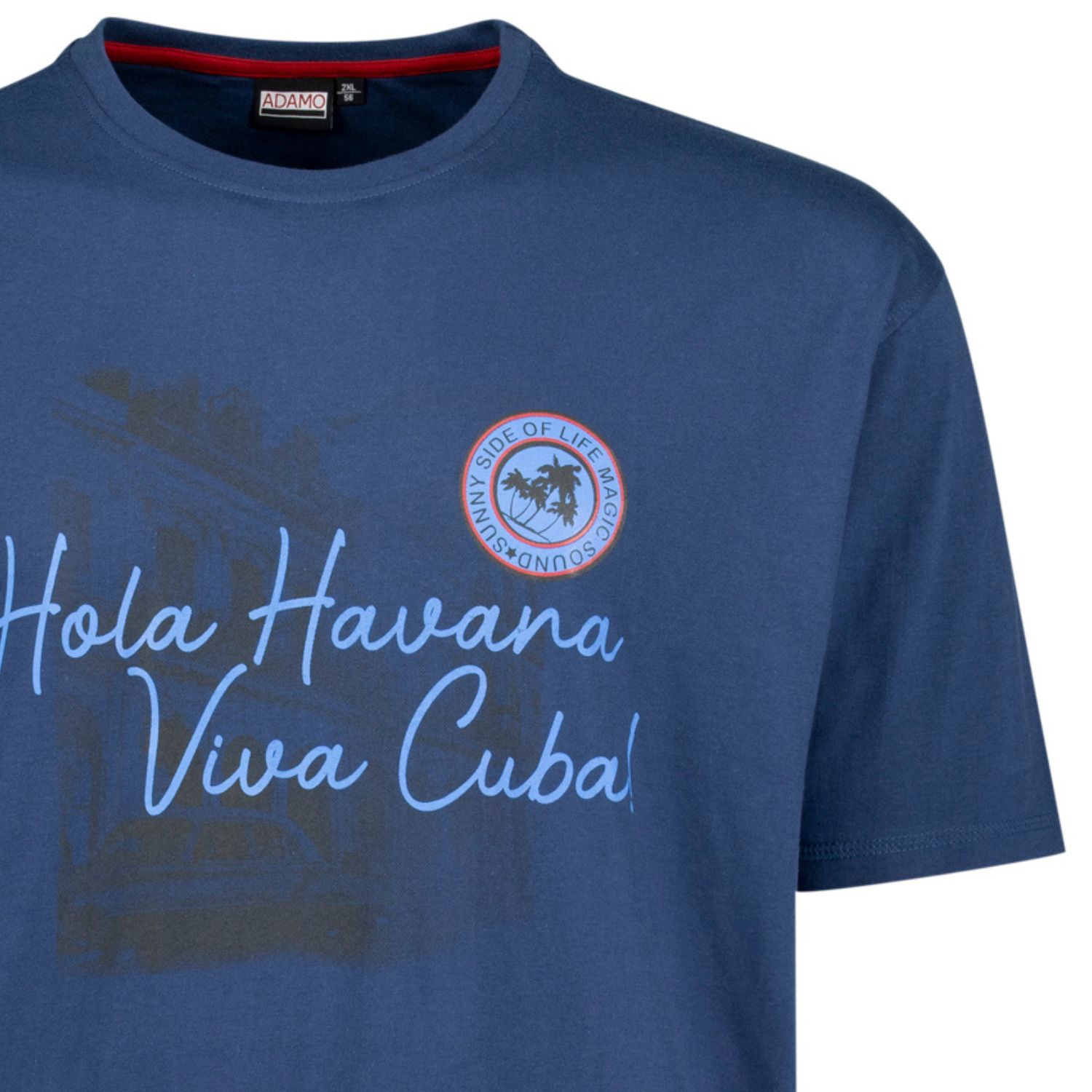 Blaues Herren T-Shirt mit Print COMFORT FIT von Adamo Serie HAVANNA in Übergrößen bis 14XL