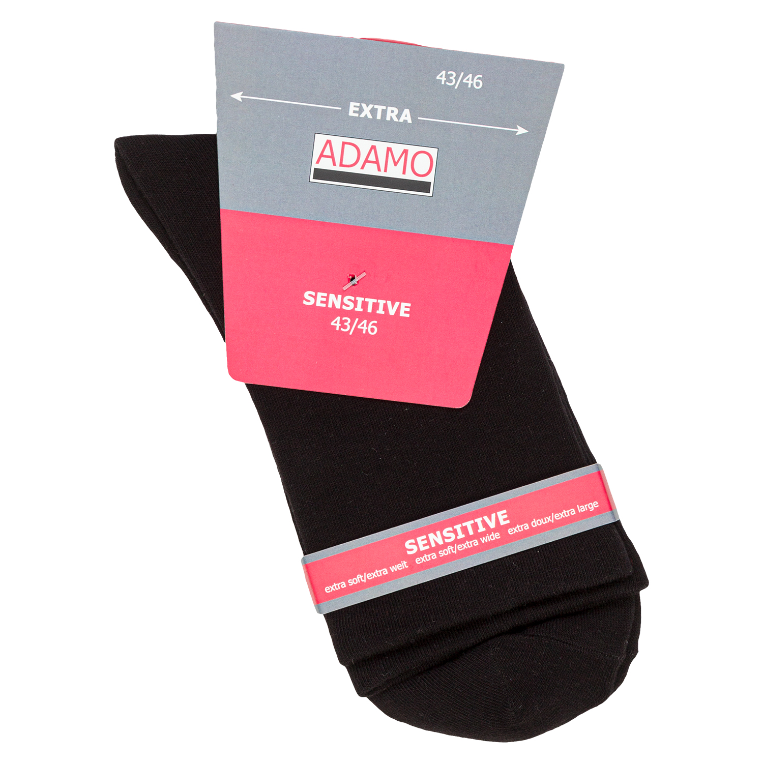 Sock sensitive in black men double pack up to size 51/54