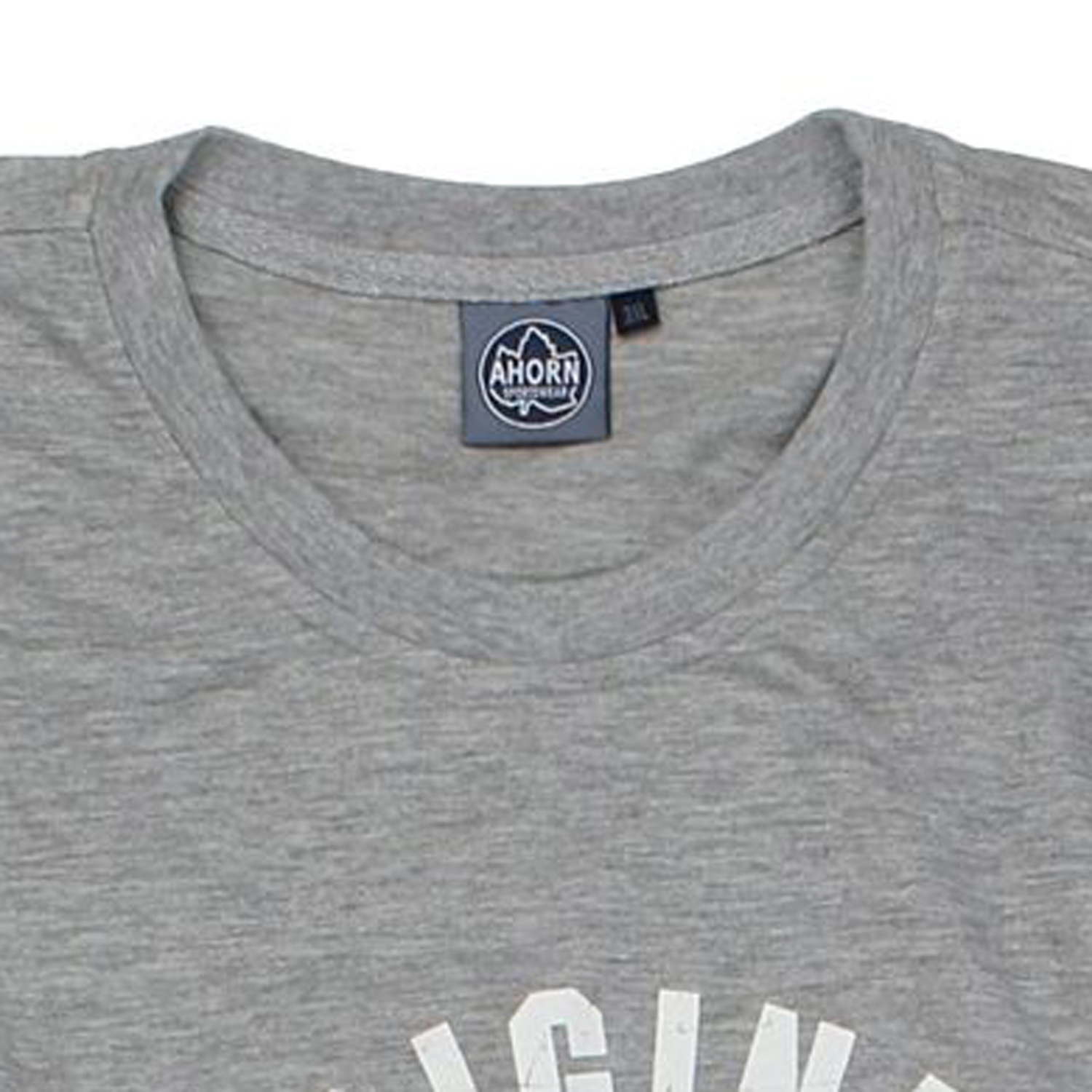 T-shirt gris chiné avec col rond et empreinte by Ahorn Sportswear en grandes tailles jusqu'au 10XL