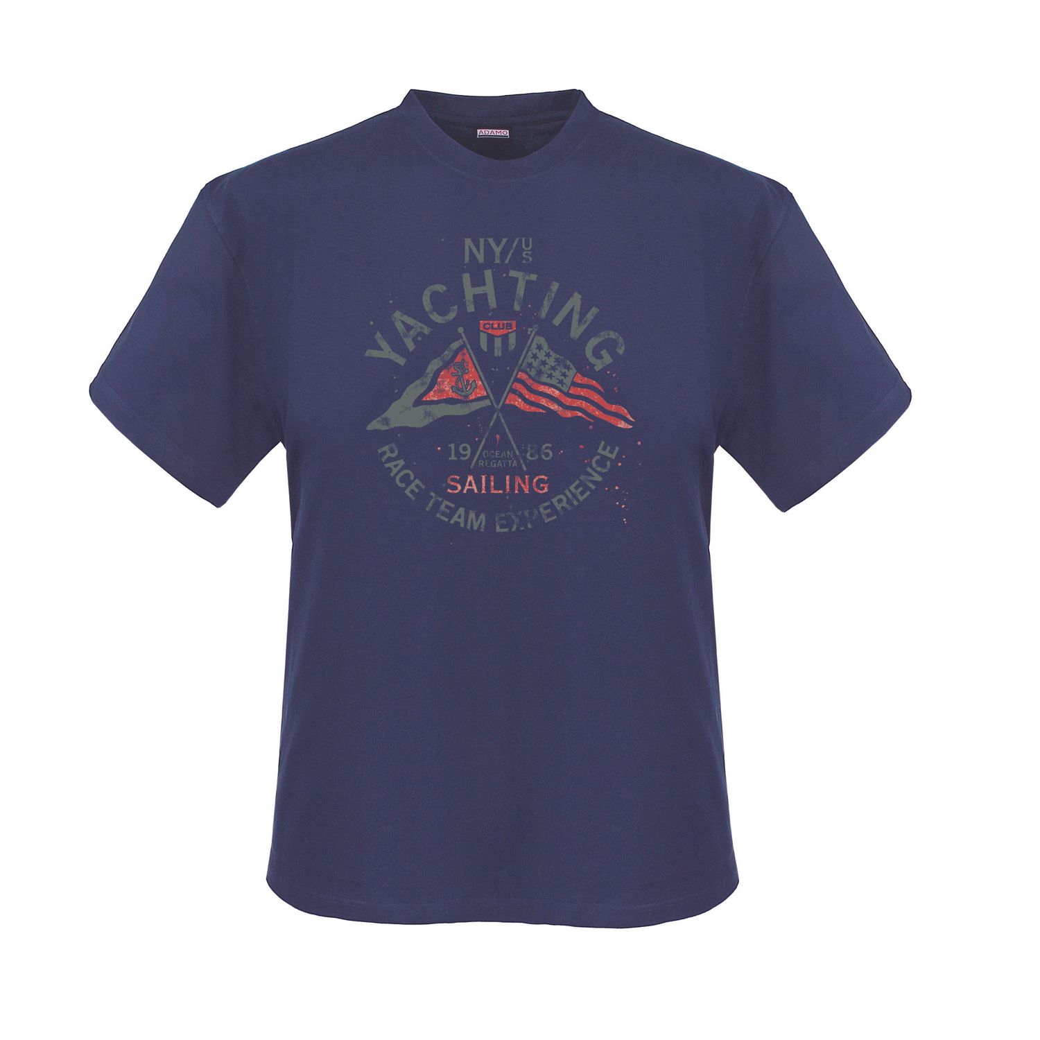 Mens T-shirt printed denim blue Yachting from ADAMO 2XL-12XL/4XLT