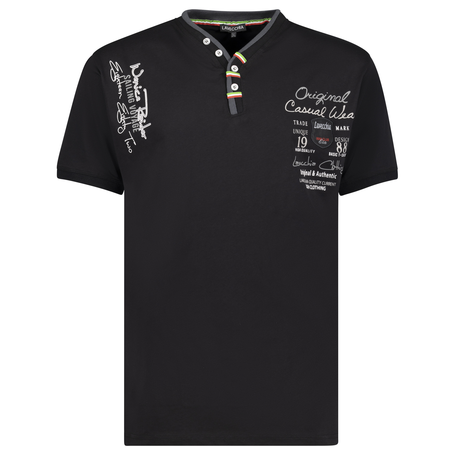 Schwarzes T-Shirt von Lavecchia in Übergrößen bis 8XL