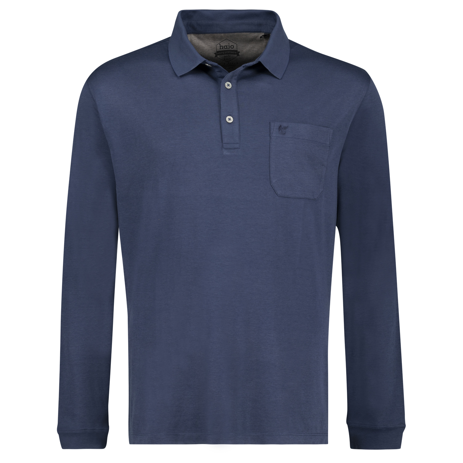 Polo-shirt bleu foncé à manches longues "Stay Fresh" de hajo // grandes tailles jusqu'au 6XL - tricot doux